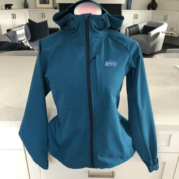 REI Co-op Activator Soft-Shell Casual Outdoor Full Zip Jacket Teal Blue Sz S - Picture 1 of 13